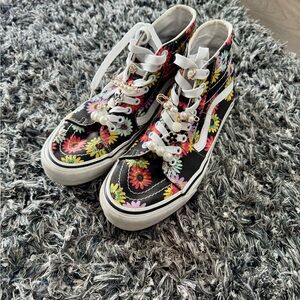 Women’s Boho Floral Vans Sk8-Hi With Custom Charms size 9